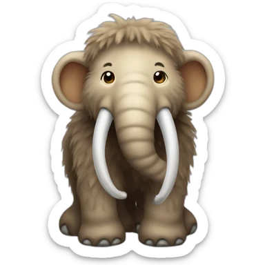 Cute fluffy baby mammoth sticker