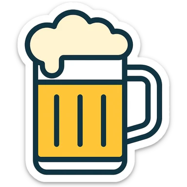 beer mug icon, modern flat design, clean lines, minimal color palette sticker