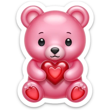 pastel pink jelly bear heart jelly red sticker