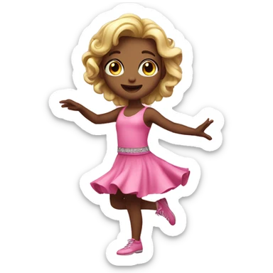 Dancing cute pink girl sticker