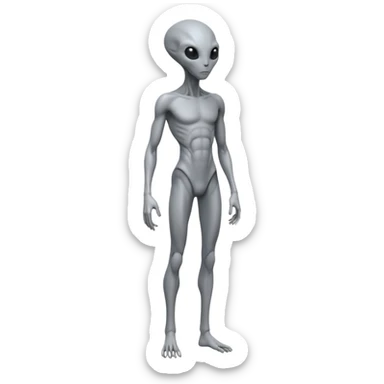 fullbody humanoid gray alien direct sideview sticker