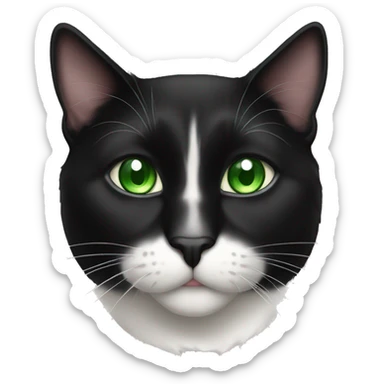 black and white tuxedo cat with green eyes  sticker
