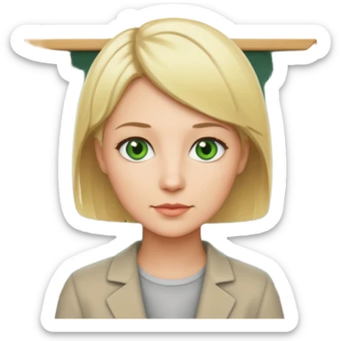 blonde teacher with short hair and green eyes sticker
