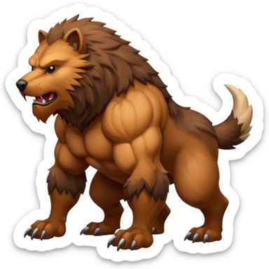 Stocky Quadrupedal Thick-furred Muscular Mountainous Pokémon-Fakémon-Digimon-Creature, (full body) sticker
