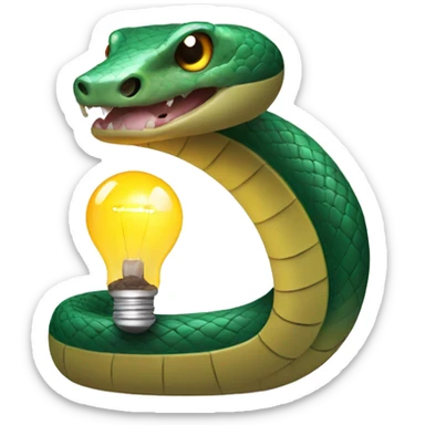 Snake with a lightbulb in its mouth and a battery for a tail sticker