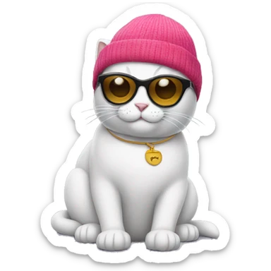 Cat with sunglasses and beanie sticker