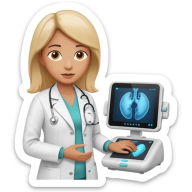 female doctor performing a fetal ultrasound sticker