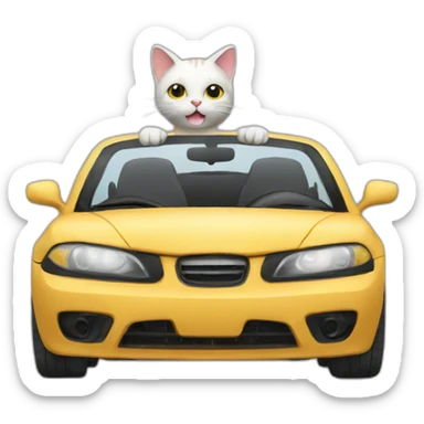 Cat drives a car sticker