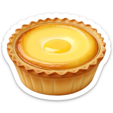 Hong Kong egg tart with flaky crust and yellow custard filling sticker