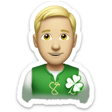 white man with four leaf clover sticker
