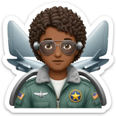 A male pilot with dark skin and close-cut curly hair sticker