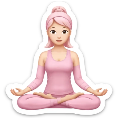 mother practicing yoga dressed in light pink sticker
