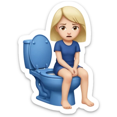 a girl taking a really bad smelly poop on the toilet  sticker