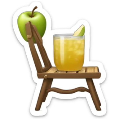 Cheval qui boit du jus de pomme sur une chaise sticker