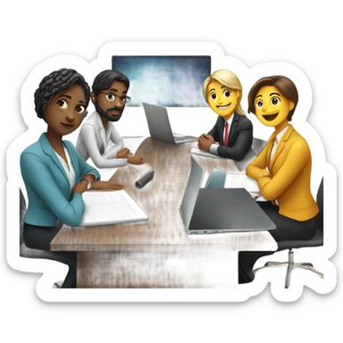 work meeting at a table sticker