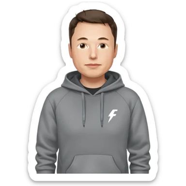elon musk in gray hoodie full height sticker