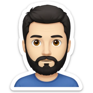 Hombre blanco con barba negra despeinado sticker