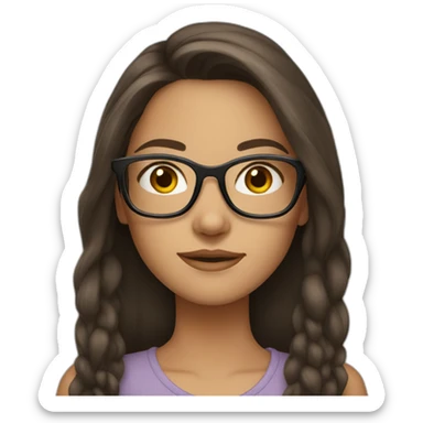 Brunette girl with long hair wearing glasses sticker