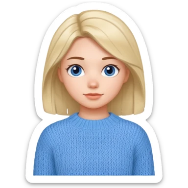 sky-blue knitted wool sweater, round neck, Girl's wear. sticker