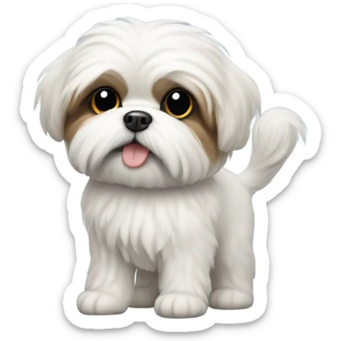White fluffy dog, like shi tzu  sticker