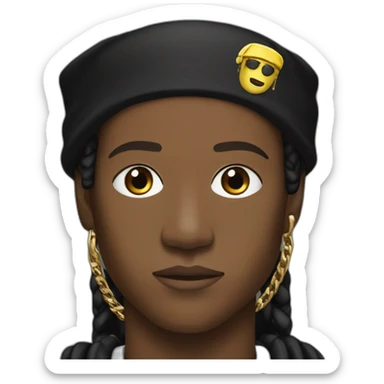 rapper asap rocky with black durag and single chain sticker