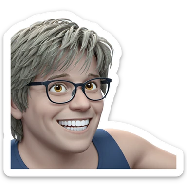 smiling boy with glasses sticker