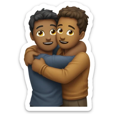  Two friends giving a hug  sticker
