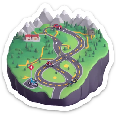 motorcycle route map with checkpoints and scenic views sticker