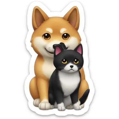 shibainu and black cat sticker