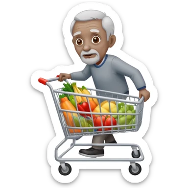 Old man stealing a grocery cart sticker