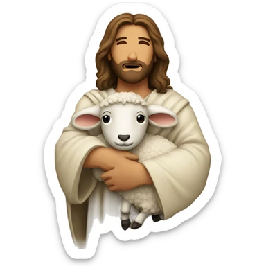 Jesus hugging sheep sticker