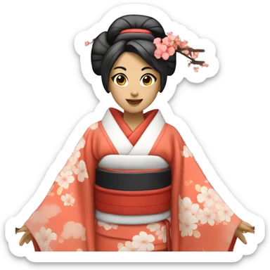 Geisha with kimono sticker