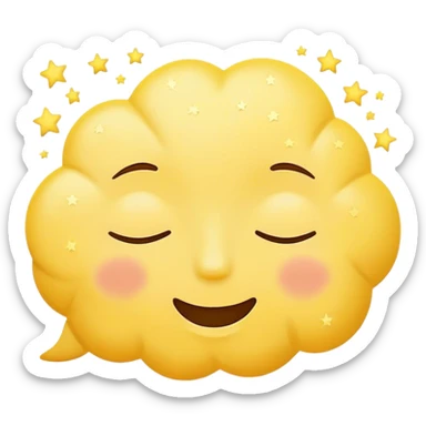 happy sleepy yellow face with thought bubble stars inside sticker