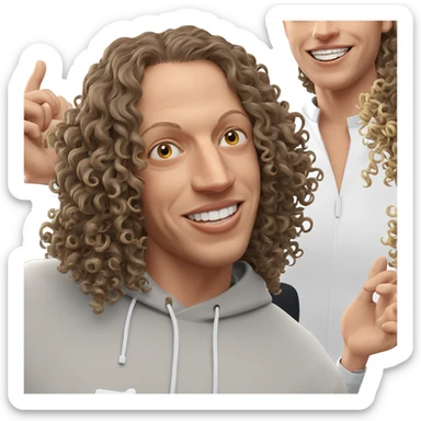 smiling person with curly hair sticker