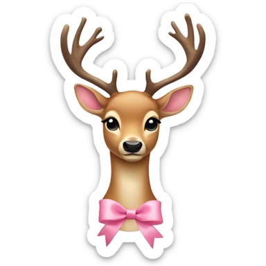 deer with light pink ribbon  sticker