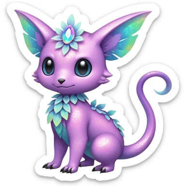 Multicolored sparkly pastel dark iridescent light pale gloomy spooky cute adorable pretty cool elegant realistic floral exotic Fakémon-Pokémon-Digimon-Trico, full body sticker