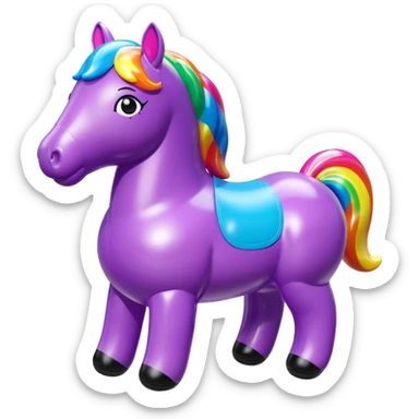  Lisa Frank style inflatable vinyl chubby horse toy figure  sticker