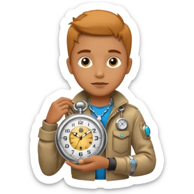 future Explorer with futuristic pocket watch sticker