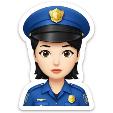 police woman with black hair sticker