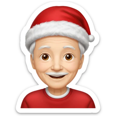 elderly with red xmas hat sticker