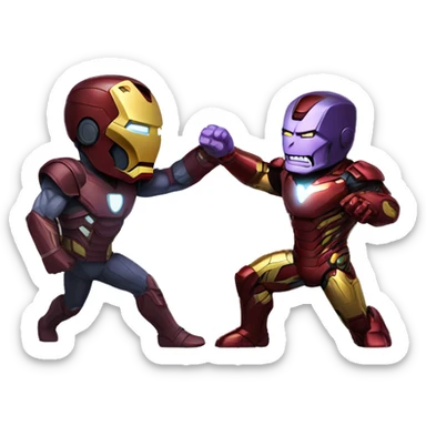 Iron man fighting thanos  sticker