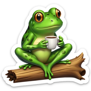 Frog sipping coffee sticker