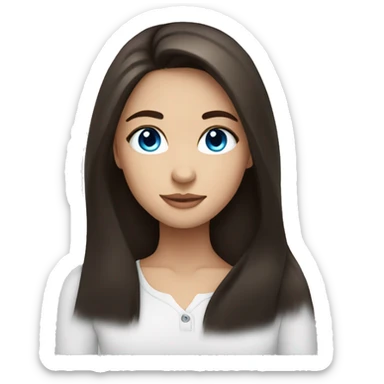 a pretty girl with long dark brown hair and blue eyes  sticker