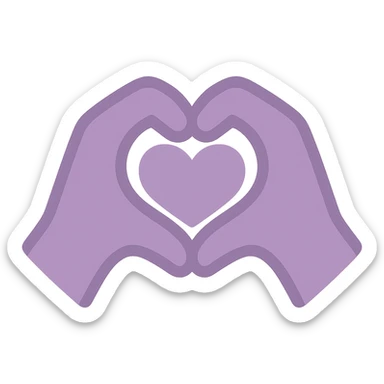 A dull purple Heart Hands sticker