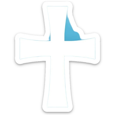 simple flat cyan blue square icon with a clean white greek cross like thsi: ☩ sticker