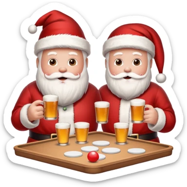 Santa and snowman playing beer pong sticker