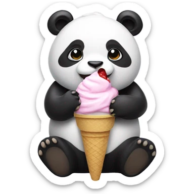 Panda eating ice cream sticker