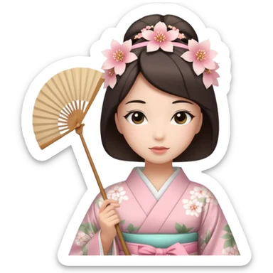 Kimono princess with fan sticker