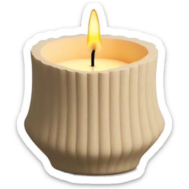 candle in beige concrete ridged vessel sticker