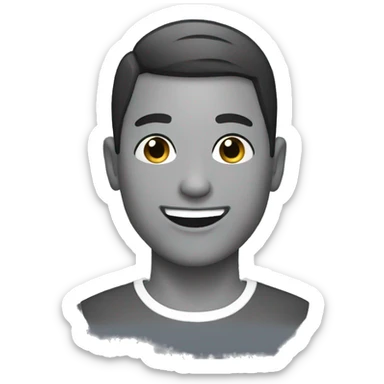 Ligh dark skin men with short hair cut and smile sticker